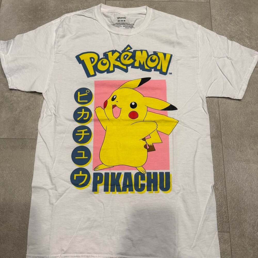Pokémon Pikachu Graphic T-Shirt White, Men's size M — Japanese Text Anime Street